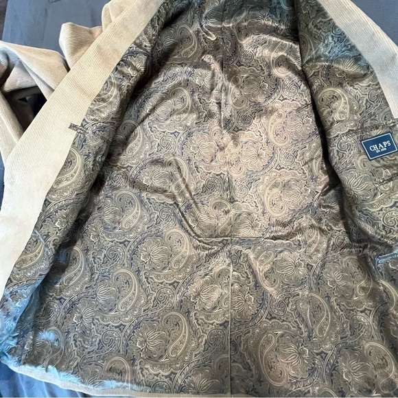 Nwt-Chaps Mens 44l Tan Corduroy Sport Coat Blazer - Picture 12 of 16